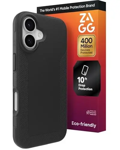 ZAGG Luxe Snap Phone Case for iPhone 17 - Black, Durable Graphene for Drop Protection (10ft/3m), Slim Lightweight Design, MagSafe Compatible - ZAGG