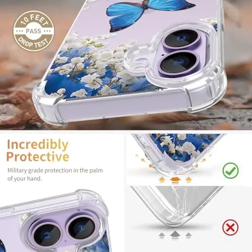 iPhone 17 Kılıf için ilnehc, [3'ü 1 arada] Ekran Koruyucu ve Kamera Mercek Koruyucu ile, Çiçek Desenli Tasarım, Kadınlar ve Kızlar için Şeffaf Yumuşak Darbeye Dayanıklı İnce Çiçekli Telefon Kılıfı 2025 6.3