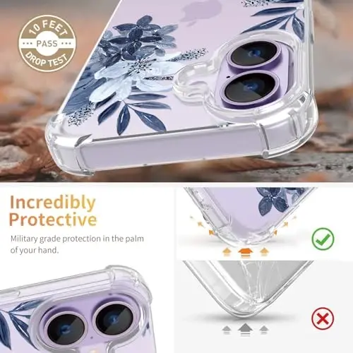 iPhone 17 Kılıf için ilnehc, [3'ü 1 arada] Ekran Koruyucu ve Kamera Mercek Koruyuculu, Çiçek Desen Tasarımı, Kadınlar ve Kızlar için Şeffaf Yumuşak Darbeye Dayanıklı İnce Çiçekli Telefon Kapağı 2025 6.3