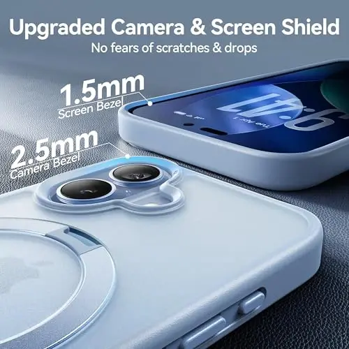 CASEKOO Ultra-Magnetic Stand for iPhone 17 Case [Military Droptection] [Compatible with MagSafe] Shockproof Translucent Matte Slim Ring Holder Casefor iPhone 17 Slim Phone Cover 6.3