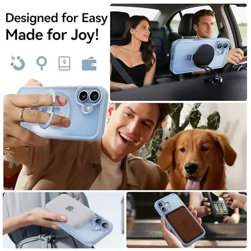 CASEKOO Ultra-Magnetic Stand for iPhone 17 Case [Military Drop Protection] [Compatible with MagSafe] Shockproof Translucent Slim Matte for iPhone 17 Phone Case with Ring Holder 6.3 Inch, Light Blue - 4