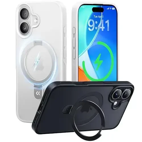 CASEKOO Ultra-Magnetic Stand for iPhone 17 Case [Military Droptection] [Compatible with MagSafe] Shockproof Translucent Matte Slim Ring Holder Casefor iPhone 17 Slim Phone Cover 6.3