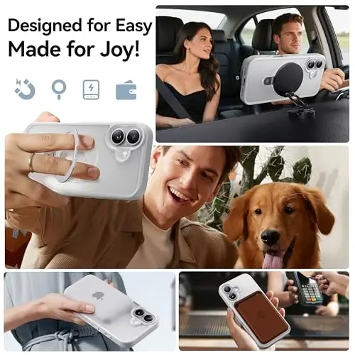 CASEKOO Ultra-Magnetic Stand for iPhone 17 Case [Military Droptection] [Compatible with MagSafe] Shockproof Translucent Matte Slim Ring Holder Casefor iPhone 17 Slim Phone Cover 6.3