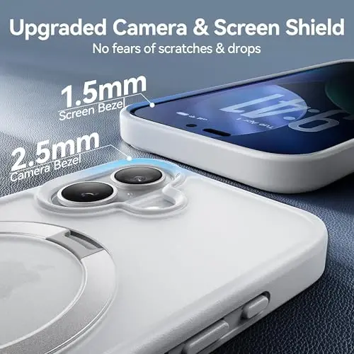 iPhone 17 Kılıfı için CASEKOO Ultra Manyetik Stand [Askeri Düşme Koruması] [MagSafe ile Uyumlu] Darbeye Dayanıklı Yarı Saydam Mat İnce Halka Tutuculu iPhone 17 İnce Telefon Kılıfı 6.3