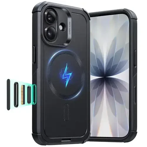 ESR for iPhone 17 Case, 7X Military-Grade Drop Protection, Shock-Absorbing Rugged Cover with Camera Control Button, MagSafe Accessories Compatible, Cyber Series, Black 