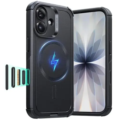 ESR for iPhone 17 Case, 7X Military-Grade Drop Protection, Shock-Absorbing Rugged Cover with Camera Control Button, MagSafe Accessories Compatible, Cyber Series, Black - ESR