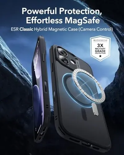 ESR for iPhone 17 Case, Camera Control, Compatible with MagSafe, Shockof Military-Grade tection, Magnetic Phone Case for iPhone 17, Classic Hybrid Case, Frosted Black - ESR (1)