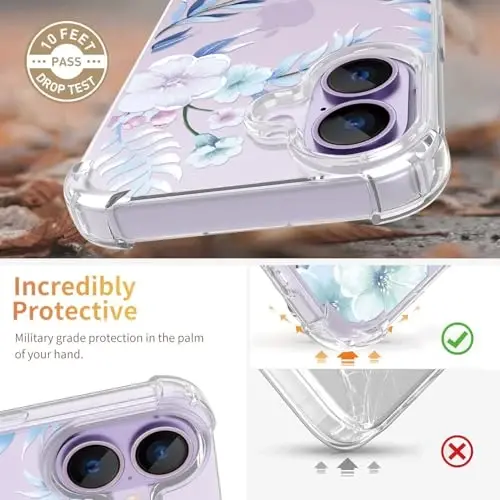 iPhone 17 Kılıfı için ilnehc, [3'ü 1 arada] Ekran Koruyucu ve Kamera Merceği Koruyucu ile, Çiçek Desenli Tasarım, Kadınlar ve Kızlar İçin Şeffaf Yumuşak Darbeye Dayanıklı İnce Çiçekli Telefon Kılıfı 2025 6.3
