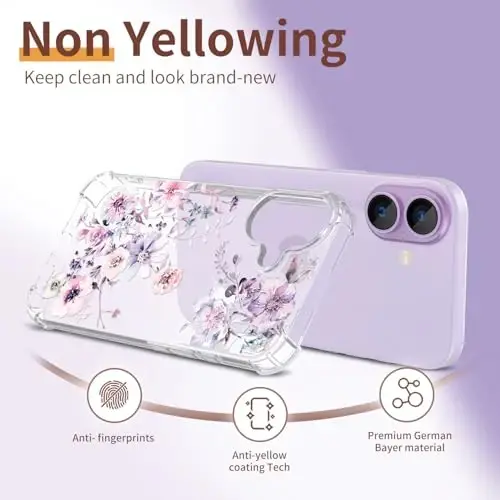 iPhone 17 Kılıfı için ilnehc, [3'ü 1 Arada] Ekran Koruyucu ve Kamera Merceği Koruyuculu, Çiçek Desenli Tasarım, Kadınlar ve Kızlar için Şeffaf Yumuşak Darbeye Dayanıklı İnce Çiçekli Telefon Kılıfı 2025 6,3