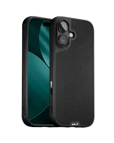 Mous for iPhone 17 Case, Compatible with MagSafe - Limitless - Protective Black Leather Cover for iPhone 17 - Shockproof, Full Camera Protection, Anti-Scratch Back, Black - 3