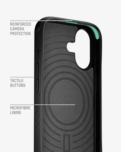 Mous for iPhone 17 Case, Compatible with MagSafe - Limitless - Protective Black Leather Cover for iPhone 17 - Shockproof, Full Camera Protection, Anti-Scratch Back, Black - 3