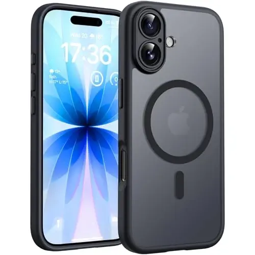 TOCOL for iPhone 17 Case, Compatible with Magsafe, Full Camera Protection, Built-in Magnetic Ring, Drop Protection, Translucent Matte Phone Case for iPhone 17 6.3 inch (Black) 