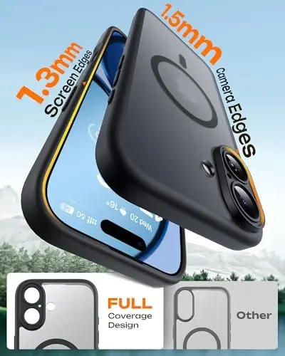 TOCOL for iPhone 17 Case, Compatible with Magsafe, Full Camera Protection, Built-in Magnetic Ring, Drop Protection, Translucent Matte Phone Case for iPhone 17 6.3 inch (Black) - 5