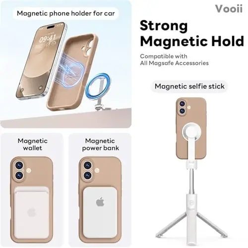 Vooii Magnetic for iPhone 17 Case, Compatible with Magsafe (Premium Liquid Silicone) (Integrated Camera Control Button) Full Body Protective Anti-Scratch Microfiber Lining 6.3