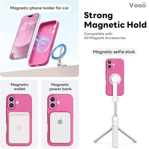 Vooii Magnetic for iPhone 17 Case, Compatible with Magsafe (Premium Liquid Silicone) (Integrated Camera Control Button) Full Body Protective Anti-Scratch Microfiber Lining 6.3