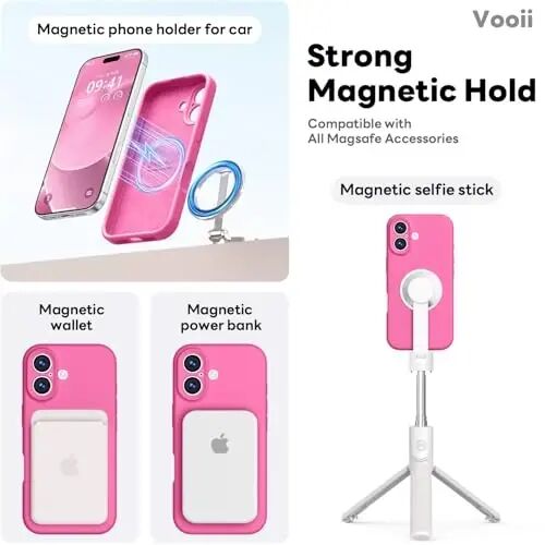 iPhone 17 Kılıfı için Vooii Manyetik, Magsafe ile Uyumlu (Premium Sıvı Silikon) (Entegre Kamera Kontrol Düğmesi) Tam Gövde Koruyucu Çizilmez Mikrofiber Astar 6.3