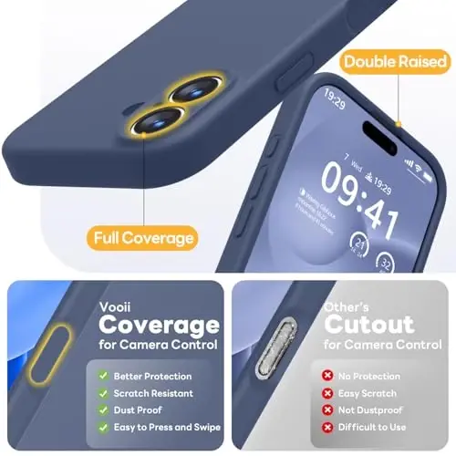 Vooii Magnetic for iPhone 17 Case, Compatible with Magsafe (Premium Liquid Silicone) (Integrated Camera Control Button) Full Body Protective Anti-Scratch Microfiber Lining 6.3