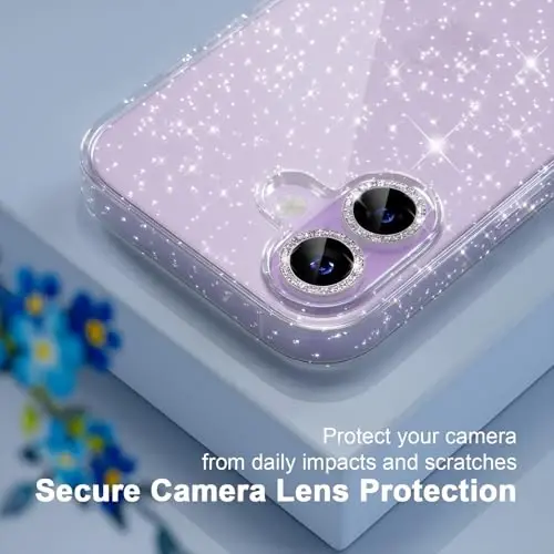 Choiche Compatible for iPhone 17 Case, Women Cute Clear Glitter Bling Sparkly Case, [2 x Diamond Camera Lens Protectors] [2 x Tempered Glass Screen Protectors] 6.3-inch (Glitter Clear) - 4