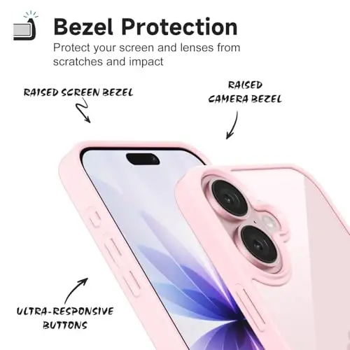 iPhone 17 Kılıfı Şeffaf, Transparan Hibrit iPhone 17 Telefon Kılıfı [Sert Plastik ve Yumuşak Silikon Tampon] Akrilik Sararmayan İnce Koruyucu Kadınlar için Kılıf, Açık Pembe - 4
