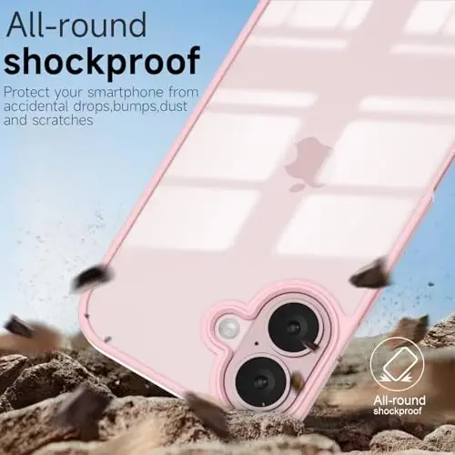 iPhone 17 Kılıfı Şeffaf, Transparan Hibrit iPhone 17 Telefon Kılıfı [Sert Plastik ve Yumuşak Silikon Tampon] Akrilik Sararmayan İnce Koruyucu Kadınlar için Kılıf, Açık Pembe - 6