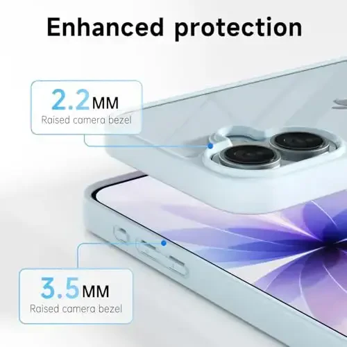 LoeoeL for iPhone 17 Case Clear, Transparent Hybrid iPhone 17 Phone Case [Hard Plastic & Soft Silicone Bumper] Acrylic Non Yellowing Thin Slim Protective Cover for Women, Light Blue - 5