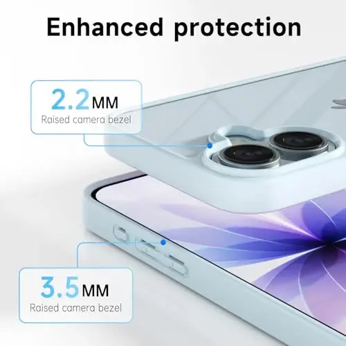 LoeoeL for iPhone 17 Case Clear, Transparent Hybrid iPhone 17 Phone Case [Hard Plastic & Soft Silicone Bumper] Acrylic Non Yellowing Thin Slim Protective Cover for Women, Light Blue - 5