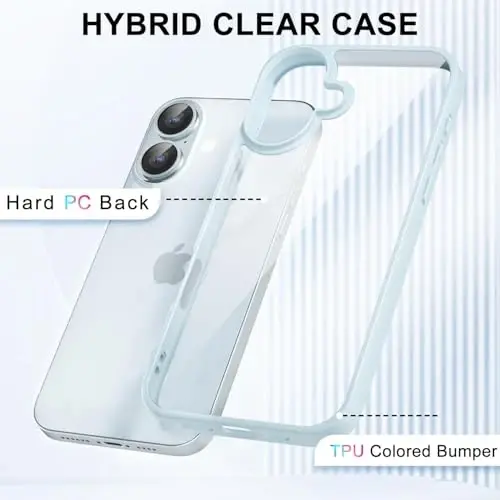 iPhone 17 Kılıfı Şeffaf, Transparan Hibrit iPhone 17 Telefon Kılıfı [Sert Plastik & Yumuşak Silikon Tampon] Akrilik Sararmayan İnce Koruyucu Kapak, Açık Mavi - 3