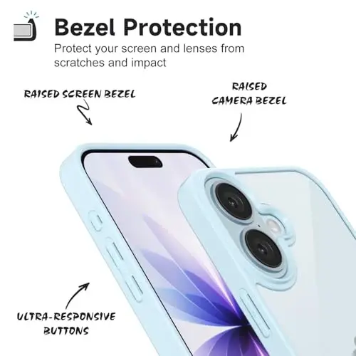 iPhone 17 Kılıfı Şeffaf, Transparan Hibrit iPhone 17 Telefon Kılıfı [Sert Plastik & Yumuşak Silikon Tampon] Akrilik Sararmayan İnce Koruyucu Kapak, Açık Mavi - 4