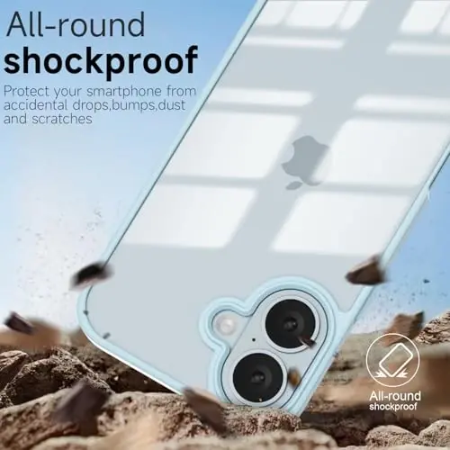 iPhone 17 Kılıfı Şeffaf, Transparan Hibrit iPhone 17 Telefon Kılıfı [Sert Plastik & Yumuşak Silikon Tampon] Akrilik Sararmayan İnce Koruyucu Kapak, Açık Mavi - 6