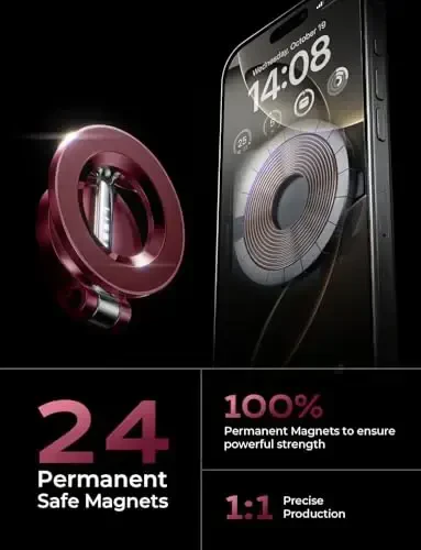 LISEN for iPhone 17 MagSafe Car Mount, Ultra Magnetic Phone Holder for Car Dashboard, Car Accessories for iPhone 16 Pro Max,Gifts for Men Women Him Her, Fit for iPhone17 Pro/air/Max 16 15 14 13 Red - 3