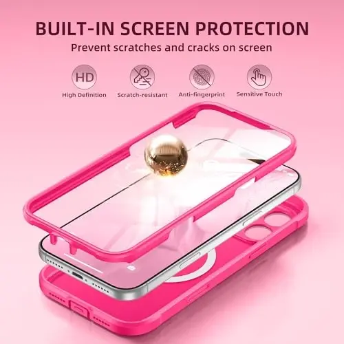 BERFY for iPhone 17 Pro Case, Compatible with MagSafe, Built-in Glass Screen Protector, Camera Protection, Shockproof Full Body Phone case 6.3