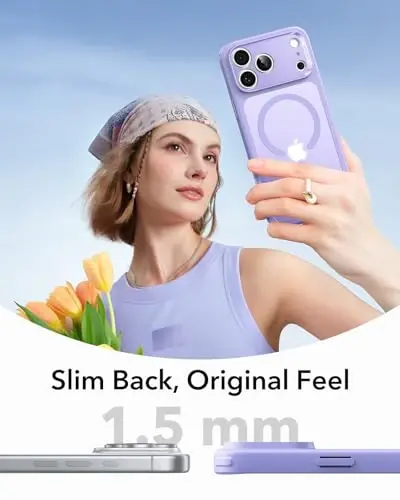 ESR for iPhone 17 Pro Case, Camera Control, Compatible with MagSafe, Shockproof Military-Grade Protection, Magnetic Phone Case for iPhone 17 Pro, Classic Hybrid Case, Frosted Purple - 6