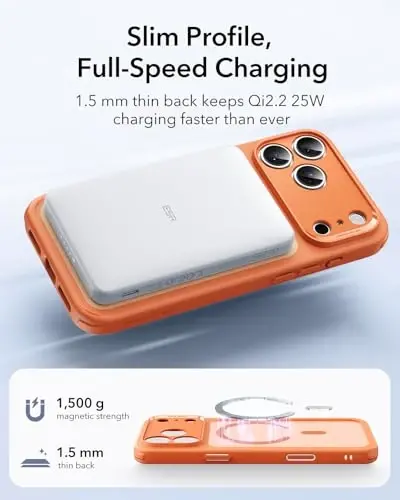 ESR for iPhone 17 Pro Case, Camera Control, Compatible with MagSafe, Shockproof Military-Grade Protection, Magnetic Phone Case for iPhone 17 Pro, Classic Hybrid Case, Frosted Orange - 4