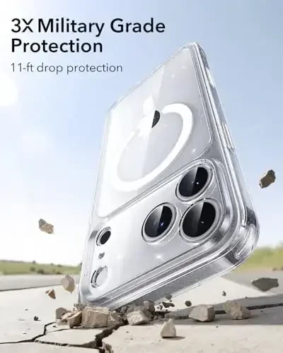 ESR for iPhone 17 Pro Case, Camera Control, Compatible with MagSafe, Shockproof Military-Grade Protection, Magnetic Phone Case for iPhone 17 Pro, Classic Hybrid Case, Clear Shimmer - 4