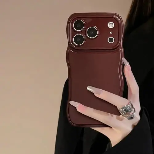 FABSPARK for iPhone 17 Pro Case, Soft Wave Design Wavy Frame,Wine Red | Simple Wave Design Wavy Frame Soft Silicone Aesthetic Case for iPhone 17 Pro,Wine Red 