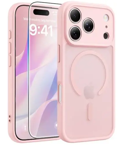 FNTCASE for iPhone 17 Pro Case: Magnetic Frosted Translucent Matte Military Grade Shockproof Slim Cover | Full Covered Camera Protection | Slim Drop Proof Durable Protective Cases 