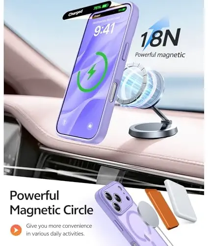 FNTCASE for iPhone 17 Pro Case: Magnetic Frosted Translucent Matte Military Grade Shockproof Slim Cover | Full Covered Camera Protection | Slim Drop Proof Durable Protective Cases - 3