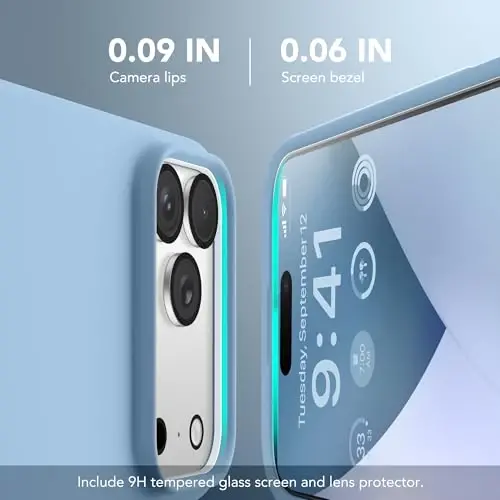 iPhone 17 Pro için GONEZ Manyetik Kılıf, [MagSafe ile Uyumlu] Çizilmez Mikrofiber Astar ve Ekran Koruyucu, Silikon Kamera Kontrolü, Darbeye Dayanıklı İnce Telefon Kılıfı 6.3 inç, Sis Mavisi - 3