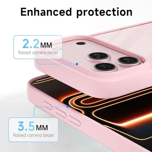 LoeoeL for iPhone 17 Pro Case Clear, Transparent Hybrid iPhone 17 Pro Phone Case [Hard Plastic & Soft Silicone Bumper] Acrylic Non Yellowing Thin Slim Protective Cover for Women, Light Pink - 5