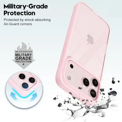 LoeoeL for iPhone 17 Pro Case Clear, Transparent Hybrid iPhone 17 Pro Phone Case [Hard Plastic & Soft Silicone Bumper] Acrylic Non Yellowing Thin Slim Protective Cover for Women, Light Pink - 6