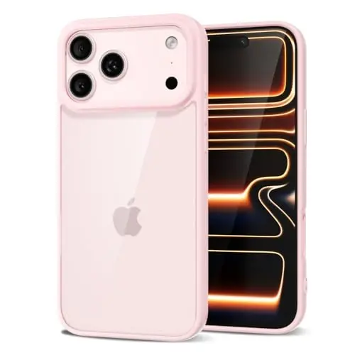 LoeoeL for iPhone 17 Pro Case Clear, Transparent Hybrid iPhone 17 Pro Phone Case [Hard Plastic & Soft Silicone Bumper] Acrylic Non Yellowing Thin Slim Protective Cover for Women, Light Pink - LOEOEL