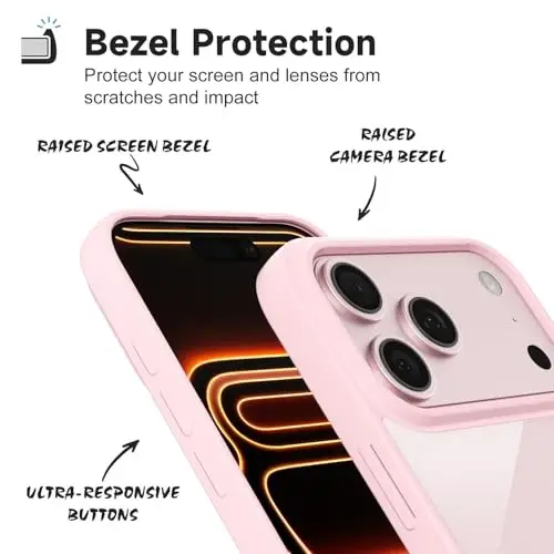 iPhone 17 Pro için LoeoeL Kılıfı Şeffaf, Transparan Hibrit iPhone 17 Pro Telefon Kılıfı [Sert Plastik & Yumuşak Silikon Tampon] Akrilik Sararmayan İnce Koruyucu Kapak Kadınlar için, Açık Pembe - 4