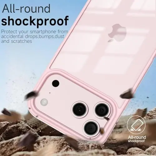 iPhone 17 Pro için LoeoeL Kılıfı Şeffaf, Transparan Hibrit iPhone 17 Pro Telefon Kılıfı [Sert Plastik & Yumuşak Silikon Tampon] Akrilik Sararmayan İnce Koruyucu Kapak Kadınlar için, Açık Pembe - 6