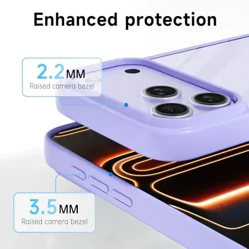 LoeoeL for iPhone 17 Pro Case Clear, Transparent Hybrid iPhone 17 Pro Phone Case [Hard Plastic & Soft Silicone Bumper] Acrylic Non Yellowing Thin Slim Protective Cover for Women, Purple Lavender - 5