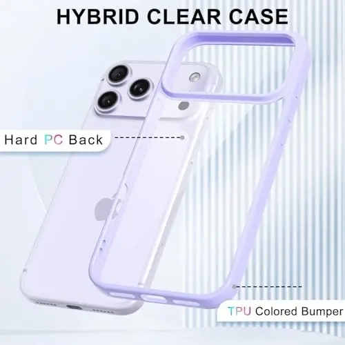 iPhone 17 Pro için LoeoeL Şeffaf Kılıf, Şeffaf Hibrit iPhone 17 Pro Telefon Kılıfı [Sert Plastik & Yumuşak Silikon Tampon] Akrilik Sararmayan İnce Koruyucu Kapak Kadınlar için, Mor Lavanta - 3