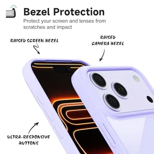 iPhone 17 Pro için LoeoeL Şeffaf Kılıf, Şeffaf Hibrit iPhone 17 Pro Telefon Kılıfı [Sert Plastik & Yumuşak Silikon Tampon] Akrilik Sararmayan İnce Koruyucu Kapak Kadınlar için, Mor Lavanta - 4