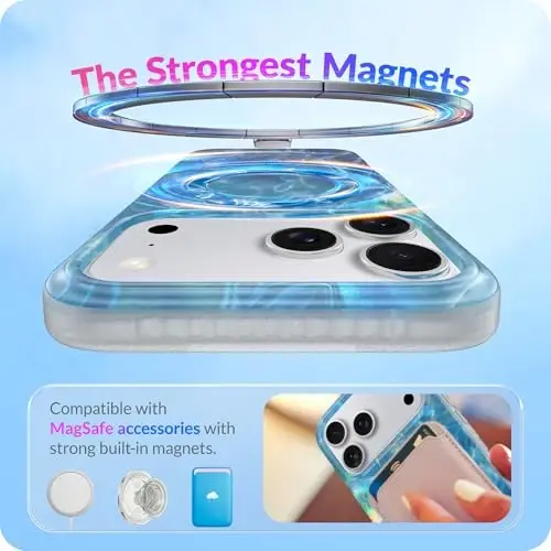 LONLI Hue for iPhone 17 Pro Case - Ocean Waves Shockproof Magnetic Phone Cover - [Compatible with Magsafe] - Cute, Unique and Aesthetic - 3