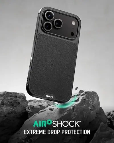 Mous for iPhone 17 Pro Case, Compatible with MagSafe - Limitless - Protective Black Leather Cover for iPhone 17 Pro - Shockproof, Full Camera Protection, Anti-Scratch Back, Black - MOUS (1)