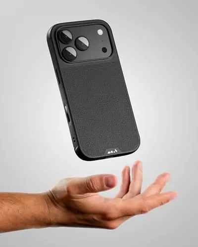 Mous for iPhone 17 Pro Case, Compatible with MagSafe - Limitless - Protective Black Leather Cover for iPhone 17 Pro - Shockproof, Full Camera Protection, Anti-Scratch Back, Black - 4
