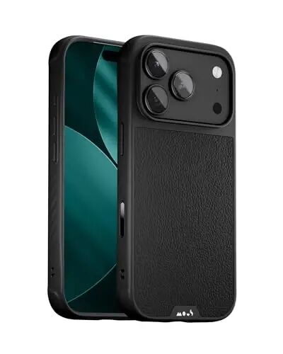 iPhone 17 Pro için Mous Kılıfı, MagSafe Uyumlu - Sınırsız - iPhone 17 Pro için Koruyucu Siyah Deri Kapak - Darbeye Dayanıklı, Tam Kamera Koruması, Çizilmez Arka, Siyah - MOUS